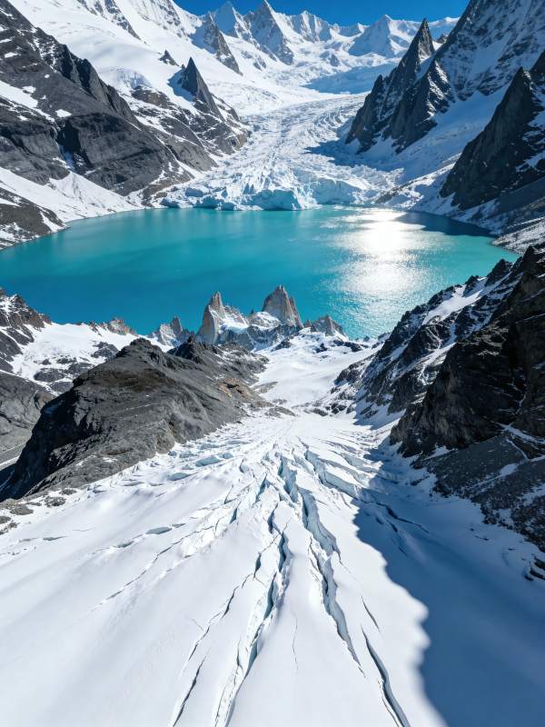 冰湖雪山奇景图片
