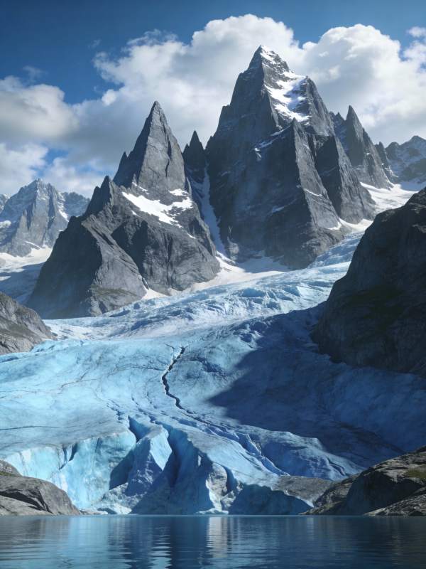 冰川雪山倒影湖图片