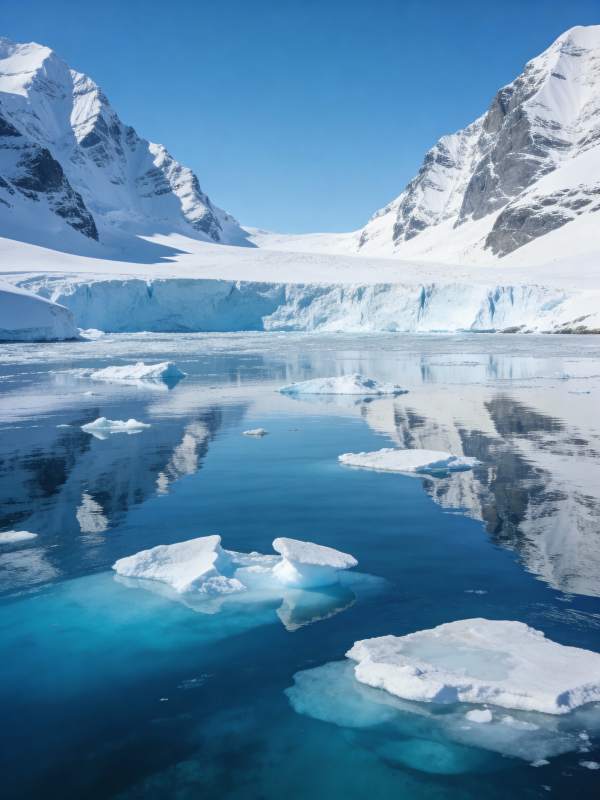 冰川湖镜面倒影图片