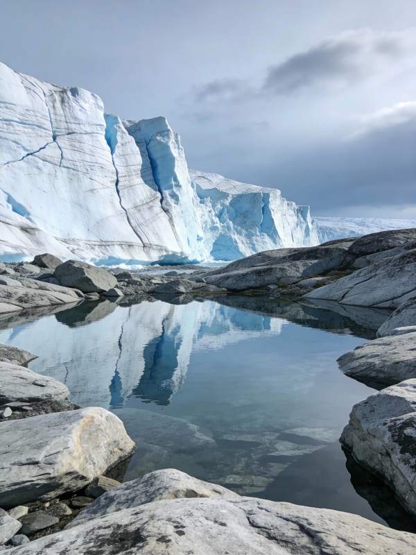 冰川倒影静谧湖图片