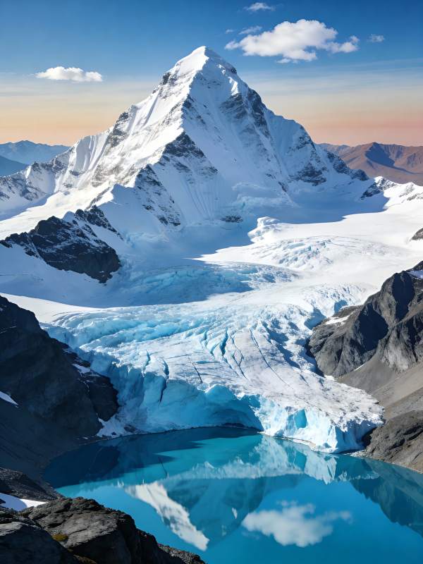 雪山倒影湖光图片