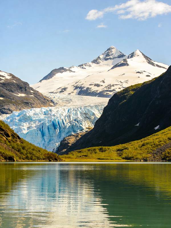 雪山倒映湖中图片