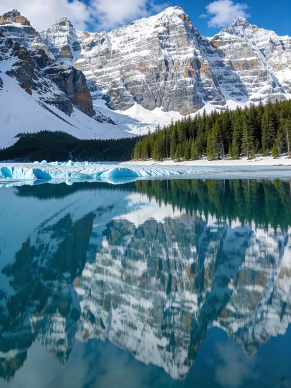 雪山倒影湖中图片