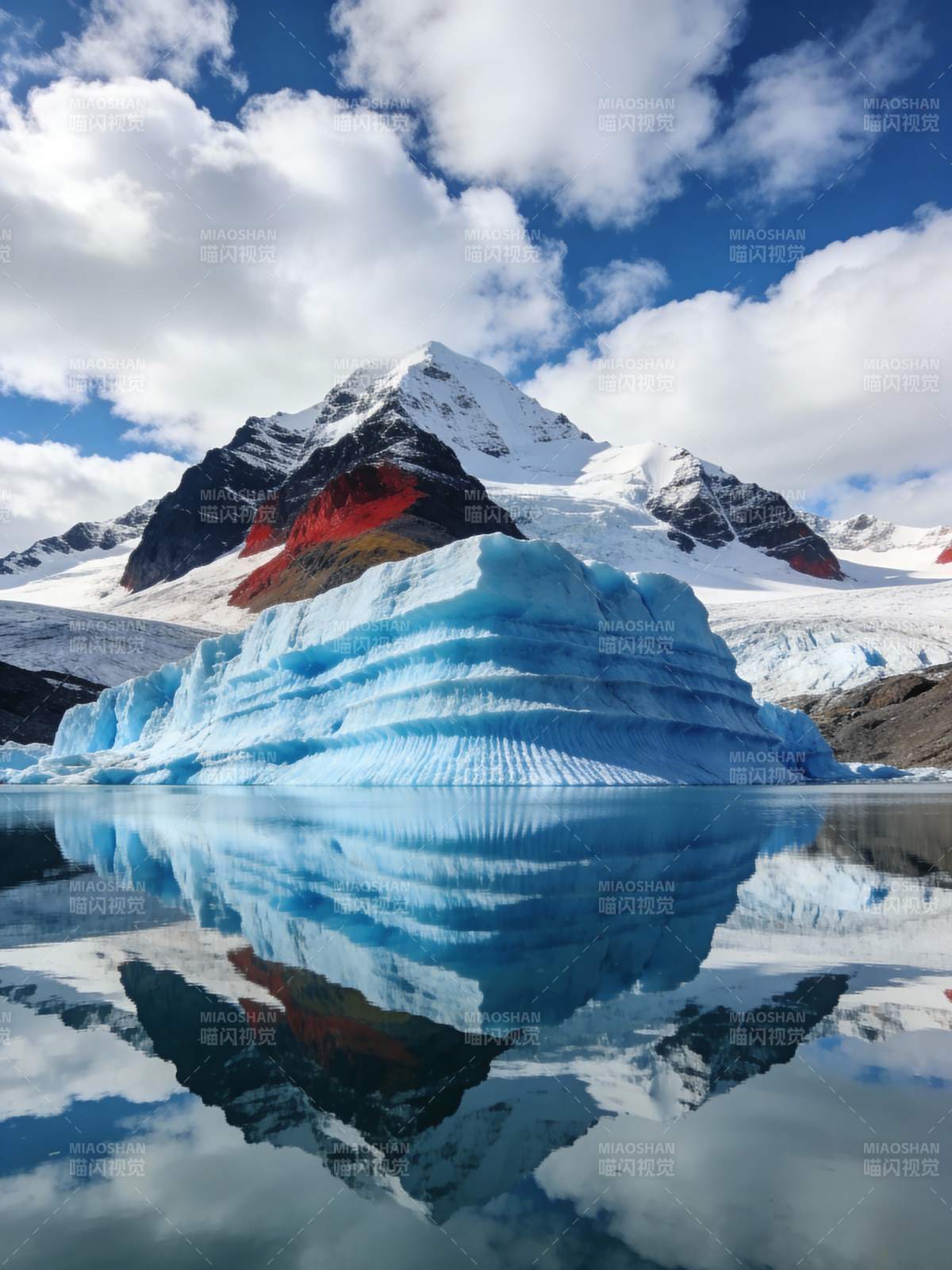 冰川倒影山峦图片