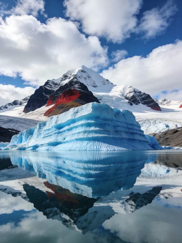 冰川倒影山峦图片