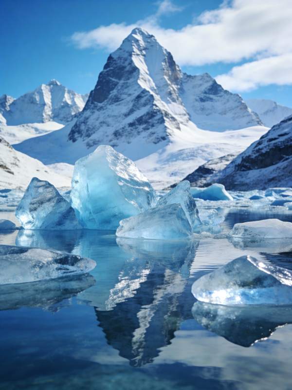 冰川倒影山峰图片