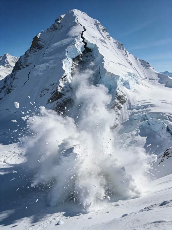 雪山雪崩瞬间图片