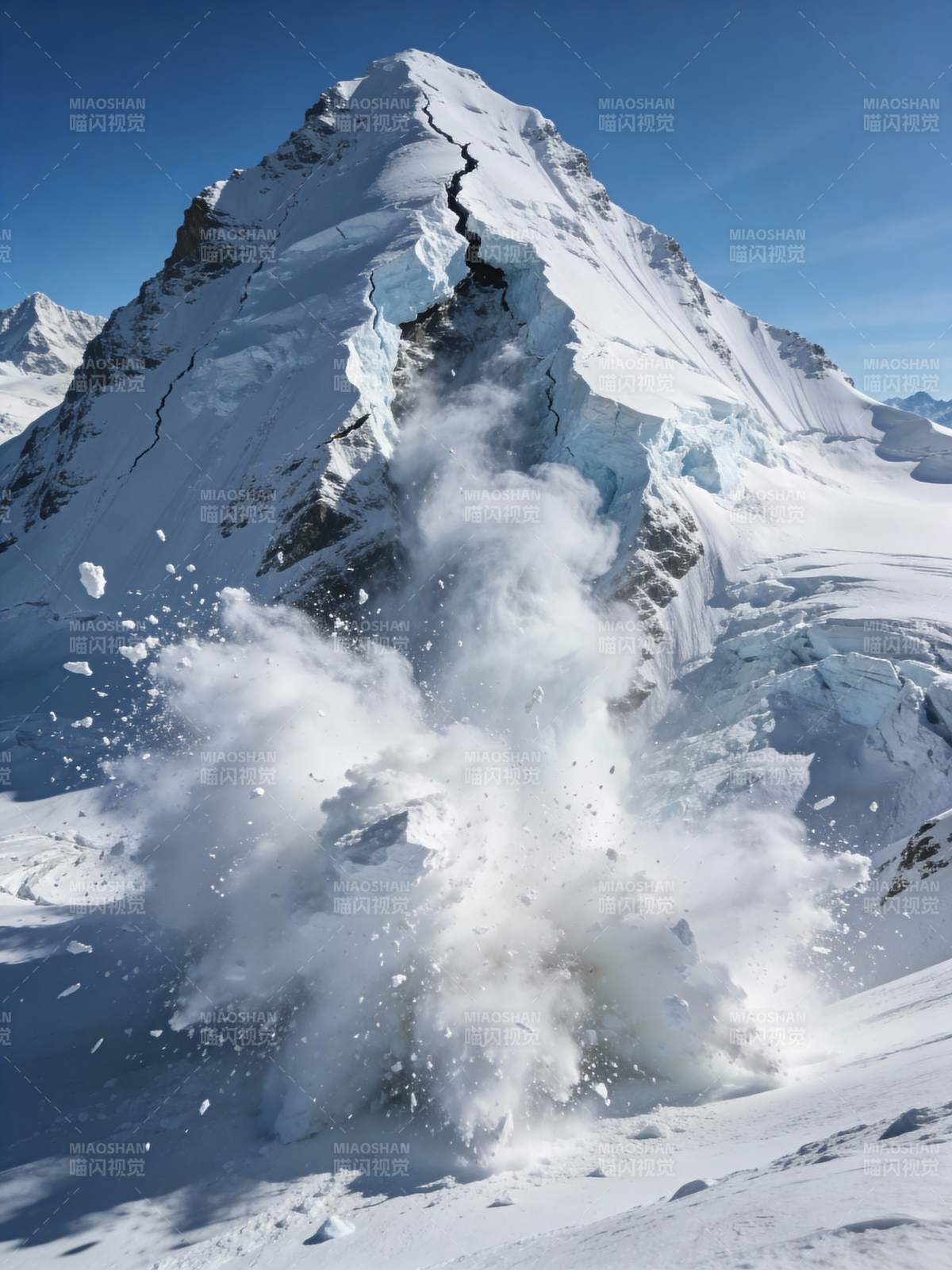 雪山雪崩瞬间图片