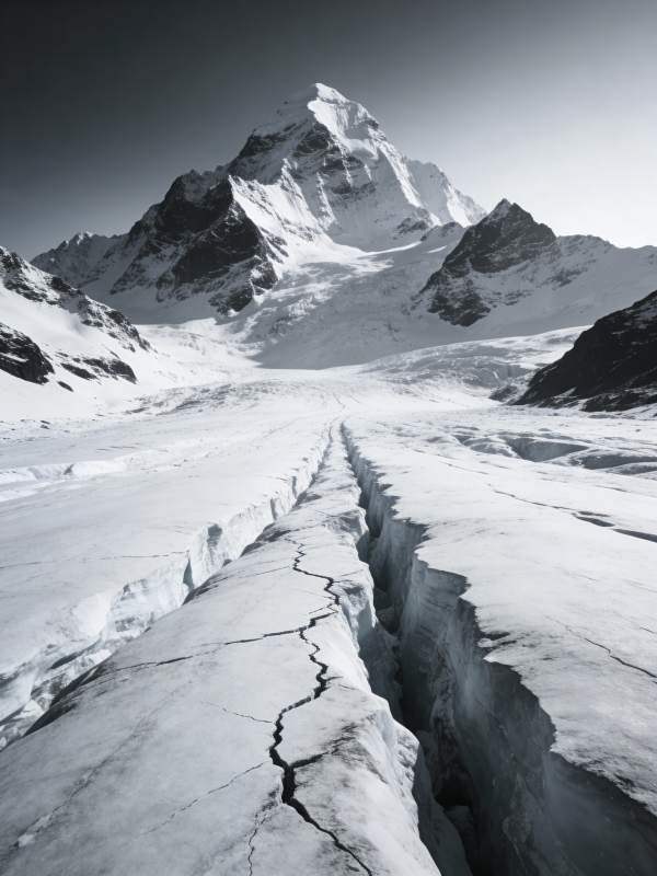 冰川裂隙与雪山图片