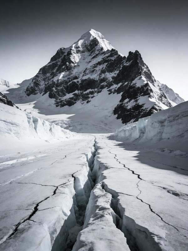 冰川裂谷与雪山图片