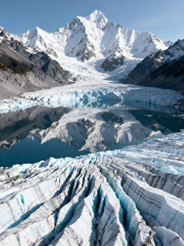 雪山冰川倒影图片