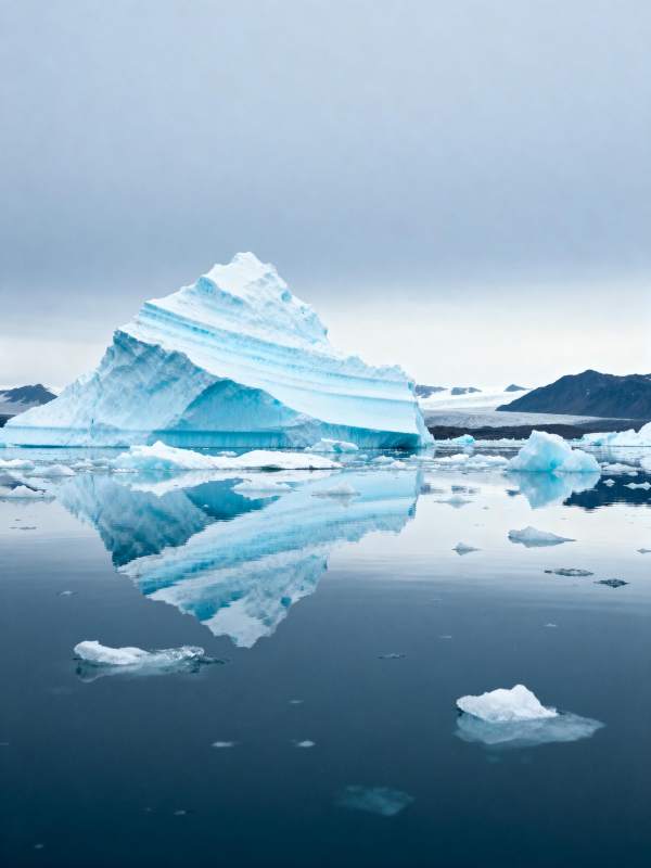 冰山倒影静谧湖图片