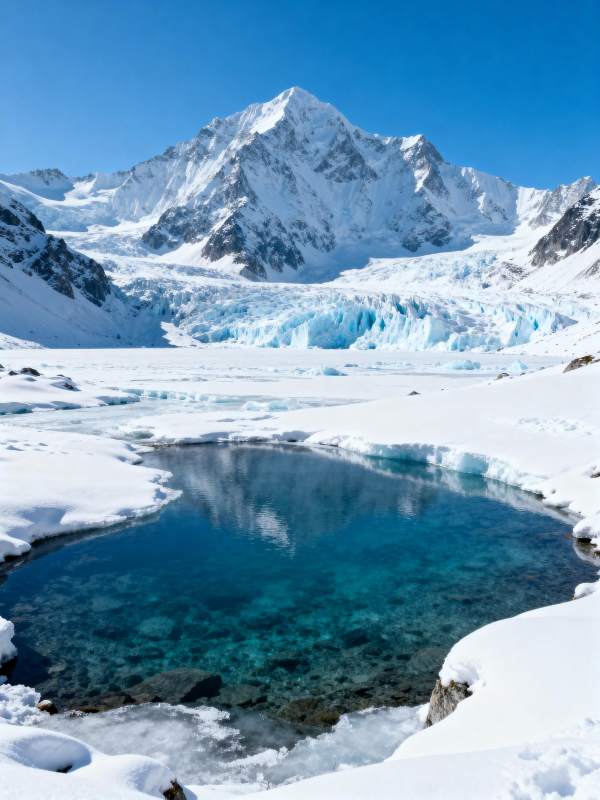 雪山映碧潭图片