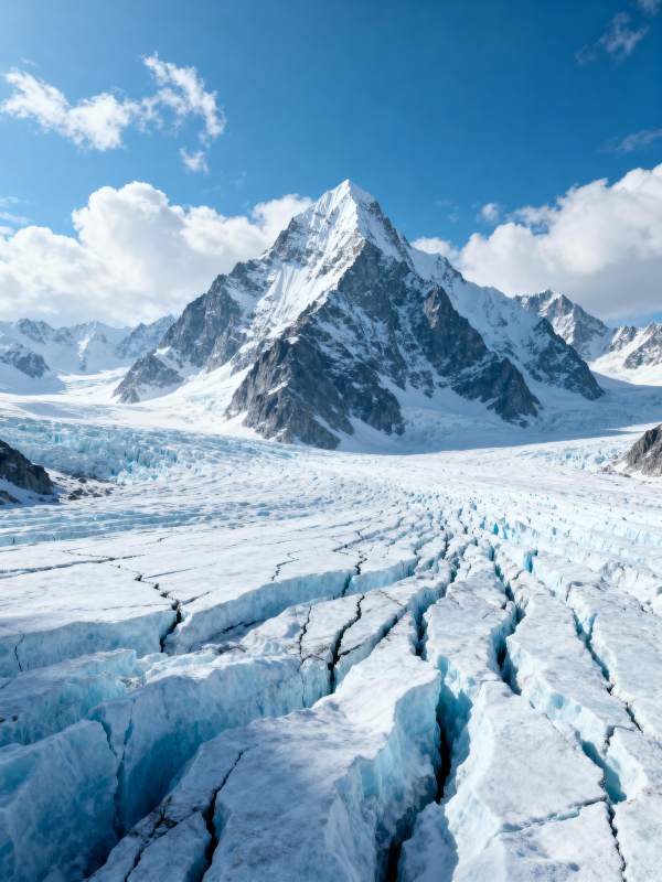 冰川裂谷与雪峰图片