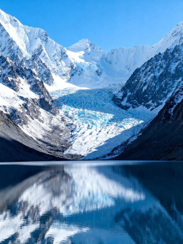 雪山倒影湖光图片