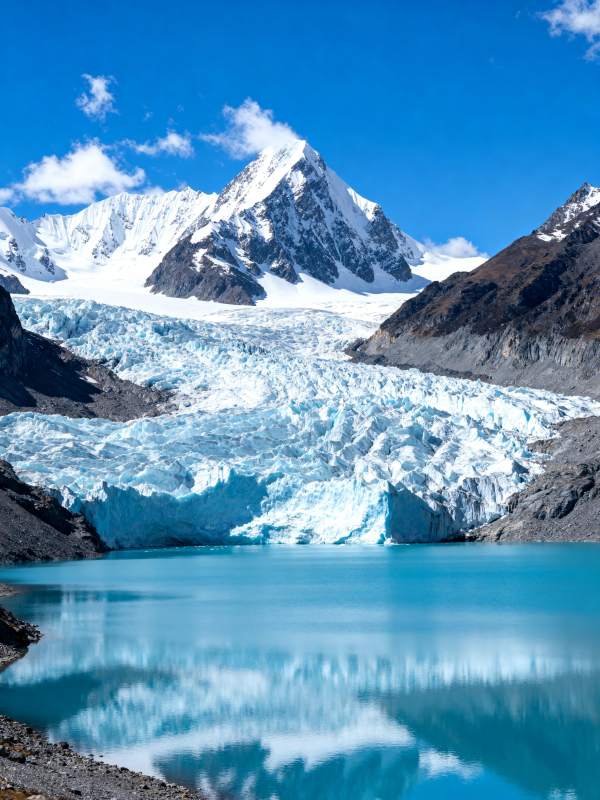 冰川映湖 雪山巍峨图片