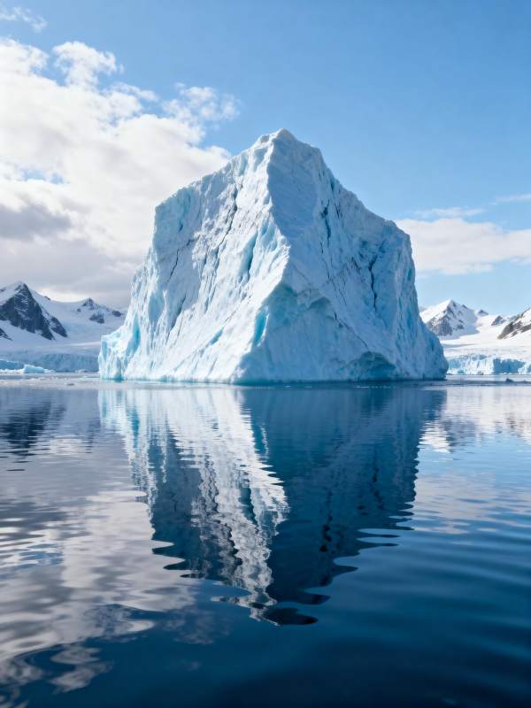 冰山倒影静谧湖图片