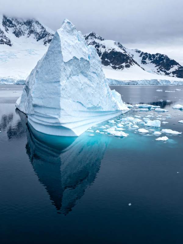 冰山倒影静谧湖图片