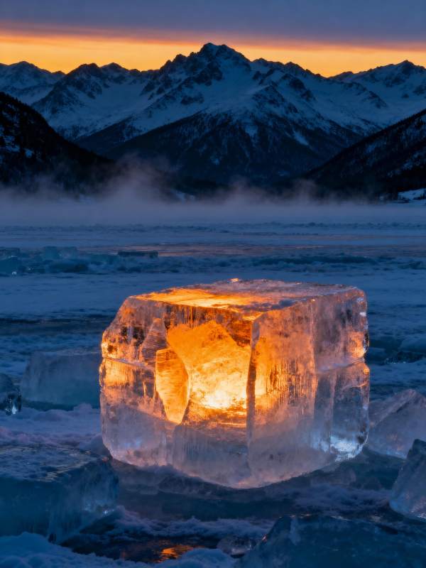 冰立方映山霞图片