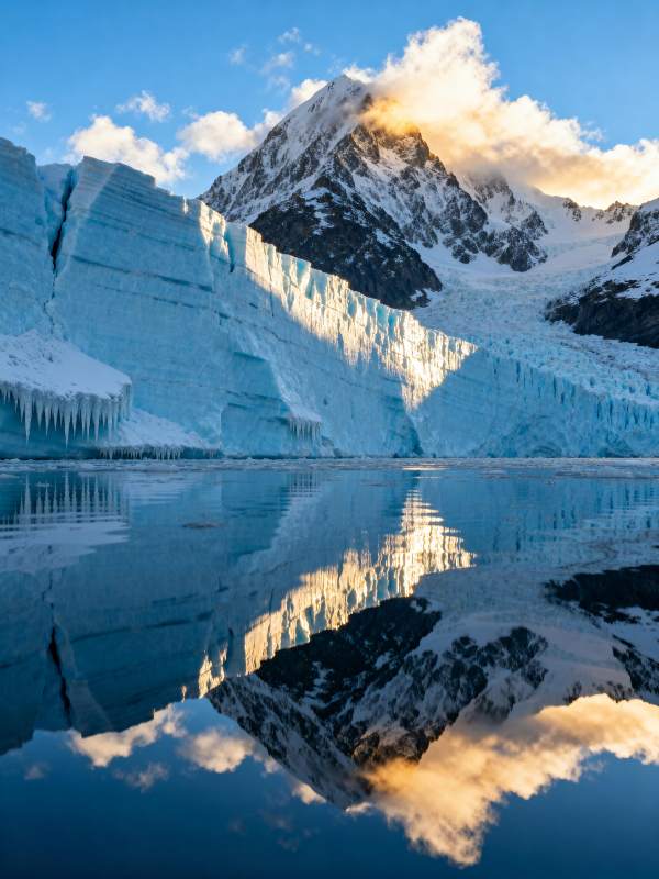 冰川倒影山峦图片