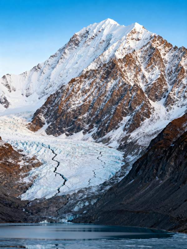 雪山冰川湖景图片