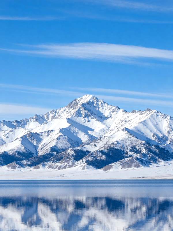 雪山倒影湖中图片
