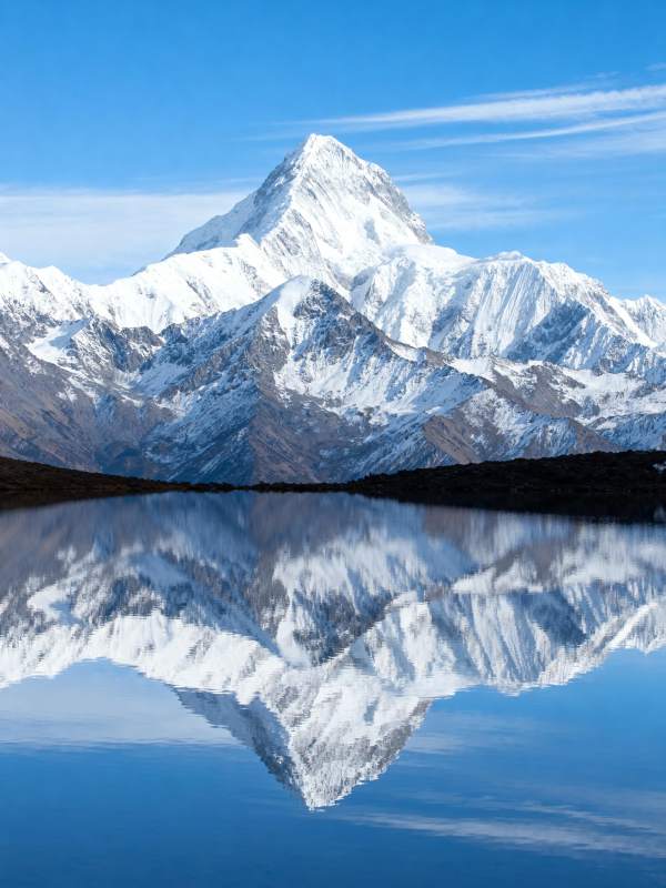 雪山倒影湖中图片