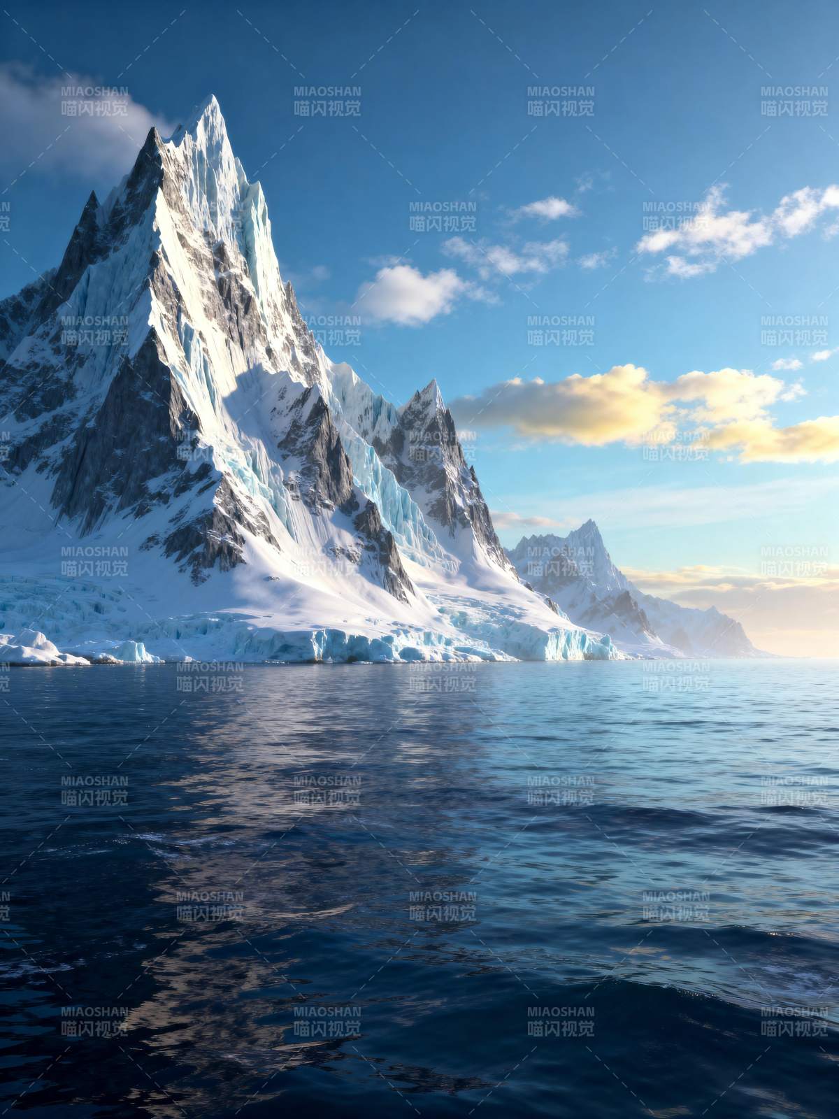 冰峰映海图片