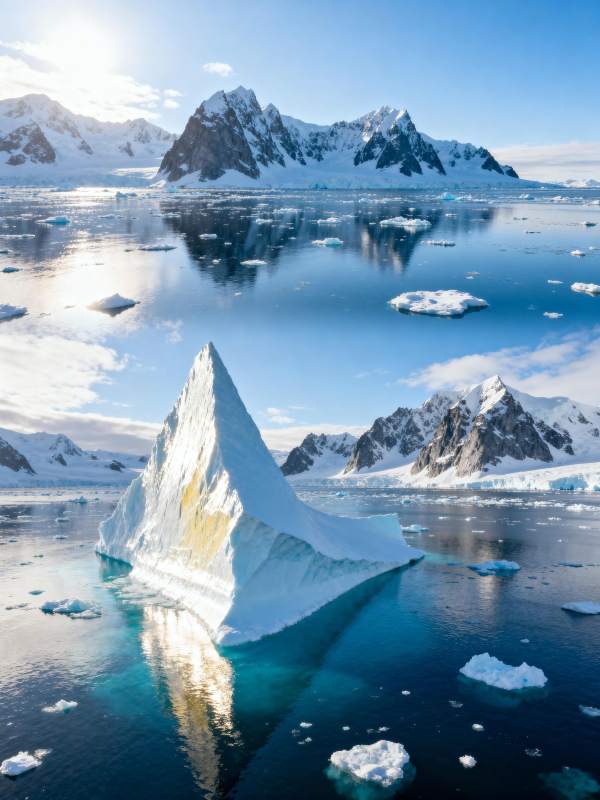 极地冰山倒影图片