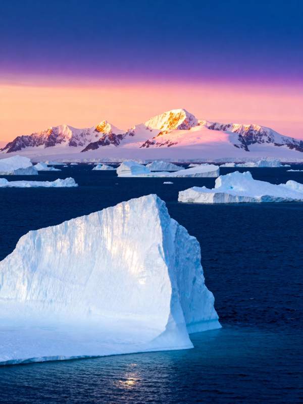 极地冰山日落图片