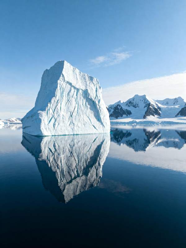 冰山倒影静谧湖图片