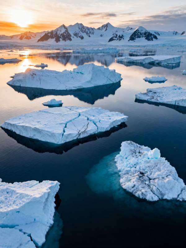 极地冰川日落图片