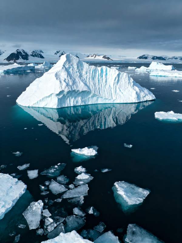 冰山倒影静谧海图片