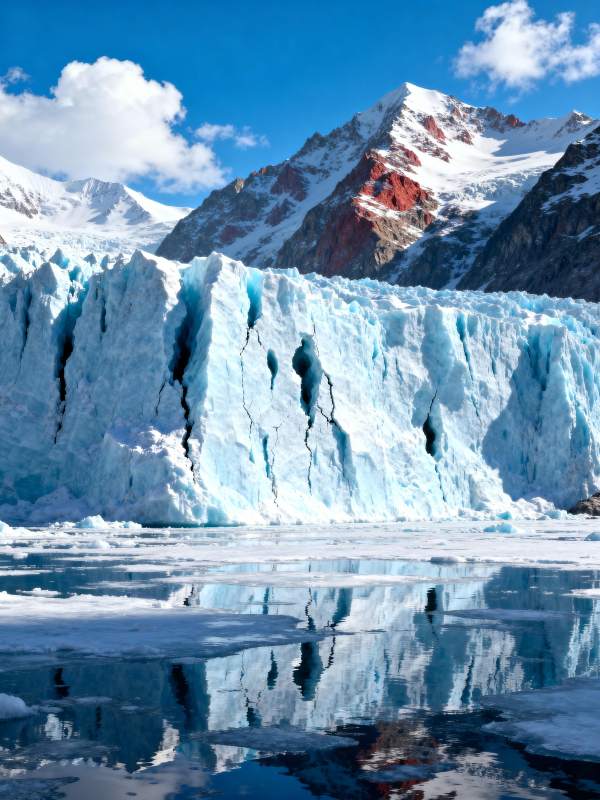 冰川倒影山峦图片