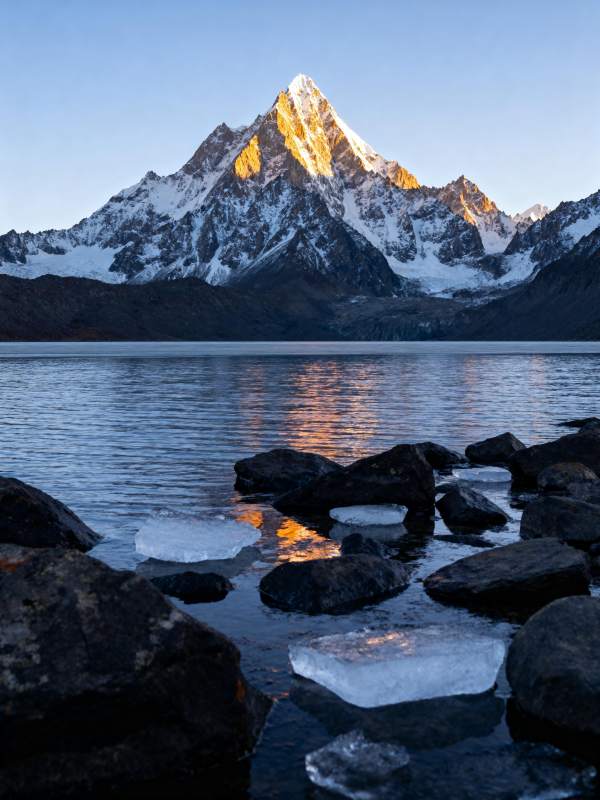 雪山映湖光图片