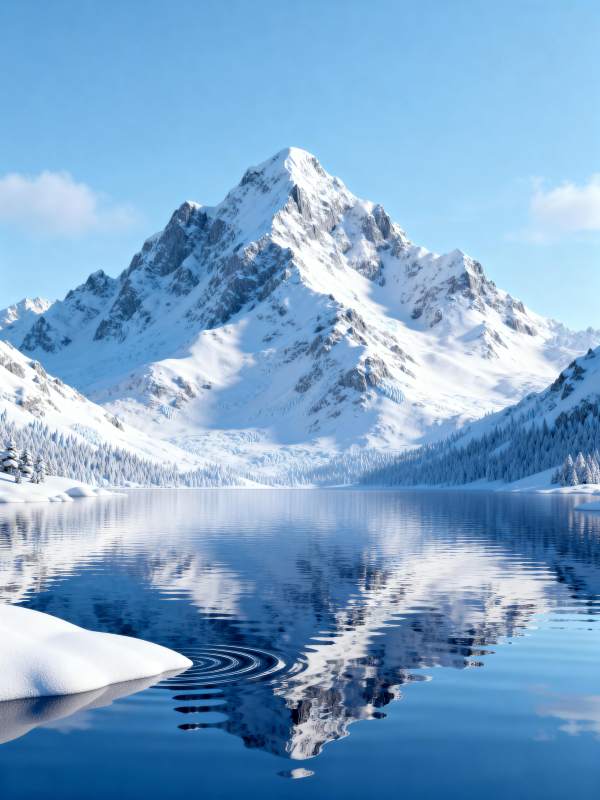 雪山倒影湖中图片