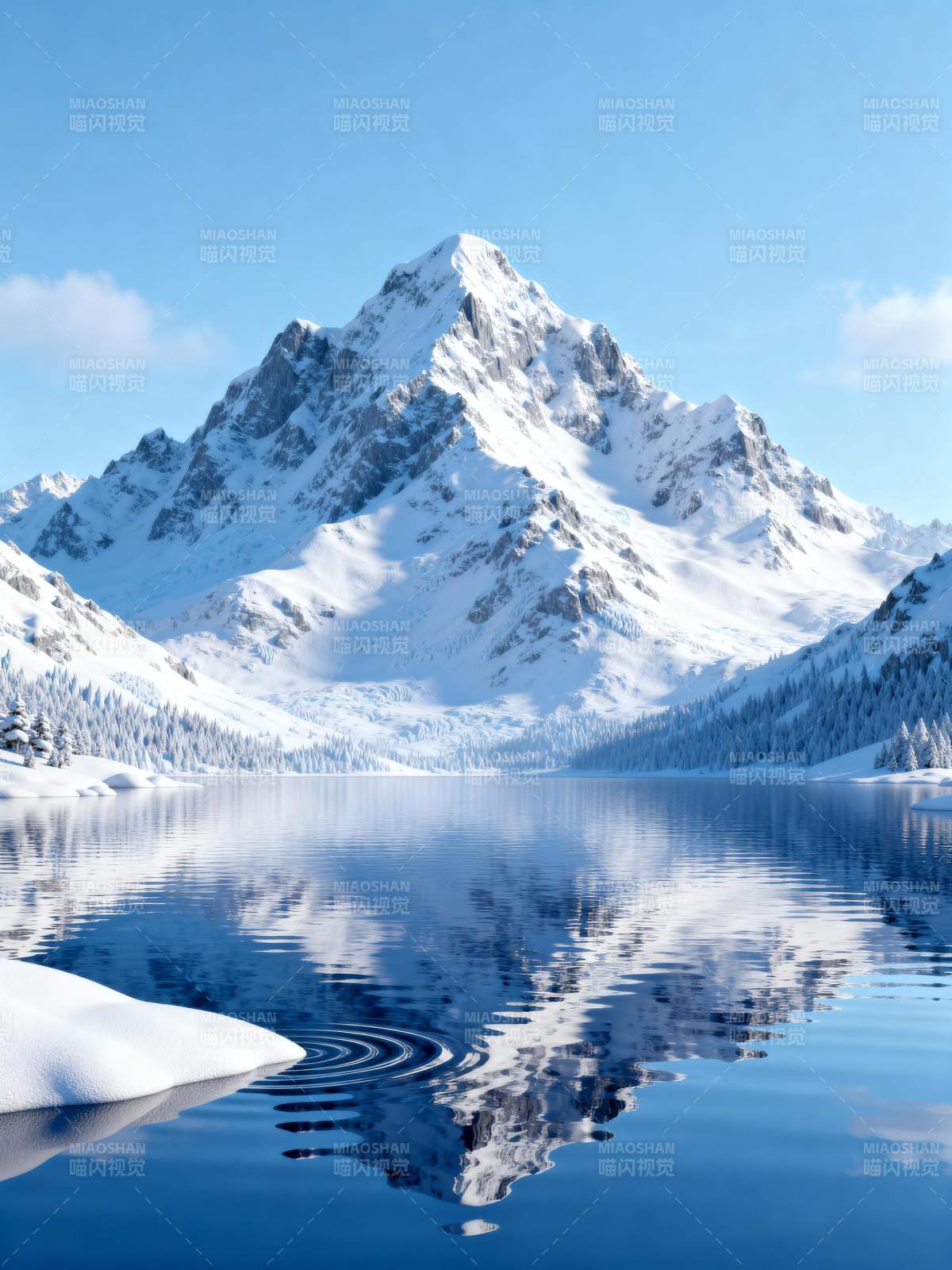 雪山倒影湖中图片