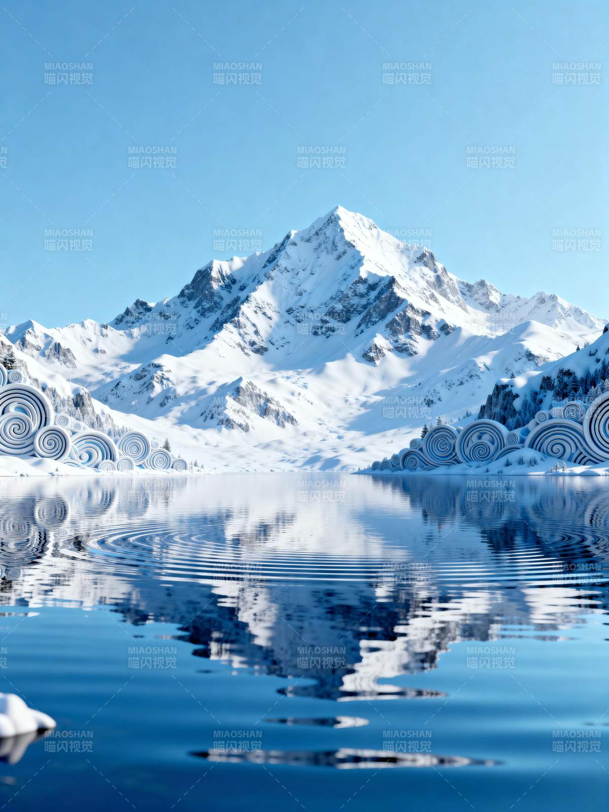 雪山倒影湖中图片