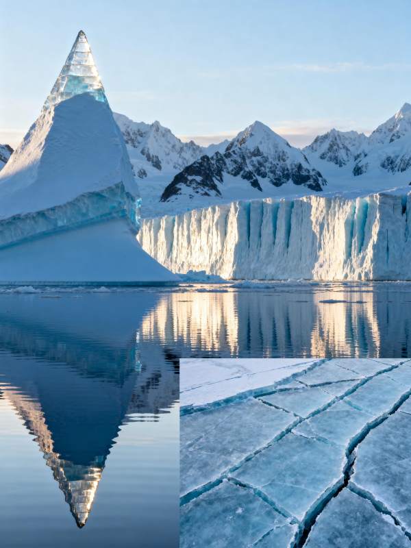 冰川倒影与裂冰图片