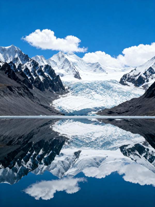 雪山倒影湖光图片