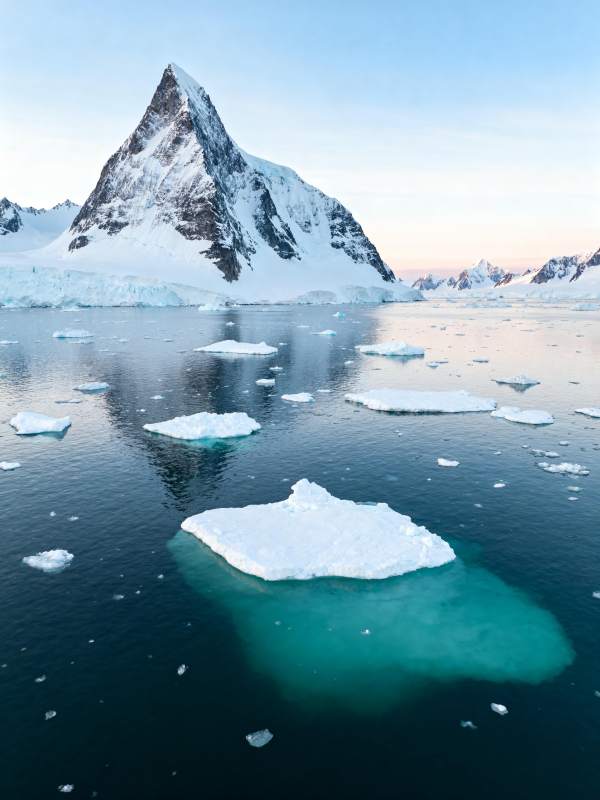 冰川湖畔雪峰图片