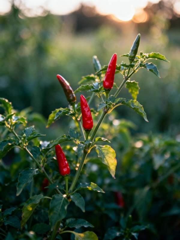 红椒在阳光下生长图片