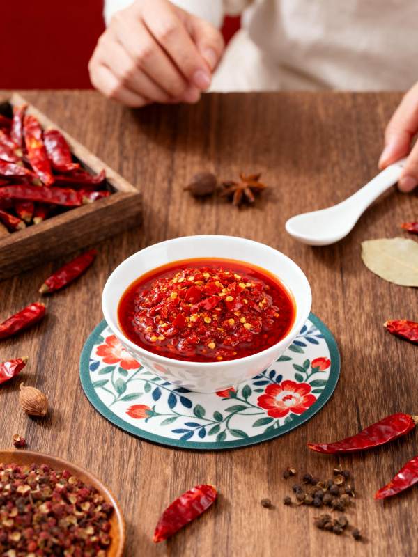 红油辣酱制作中图片