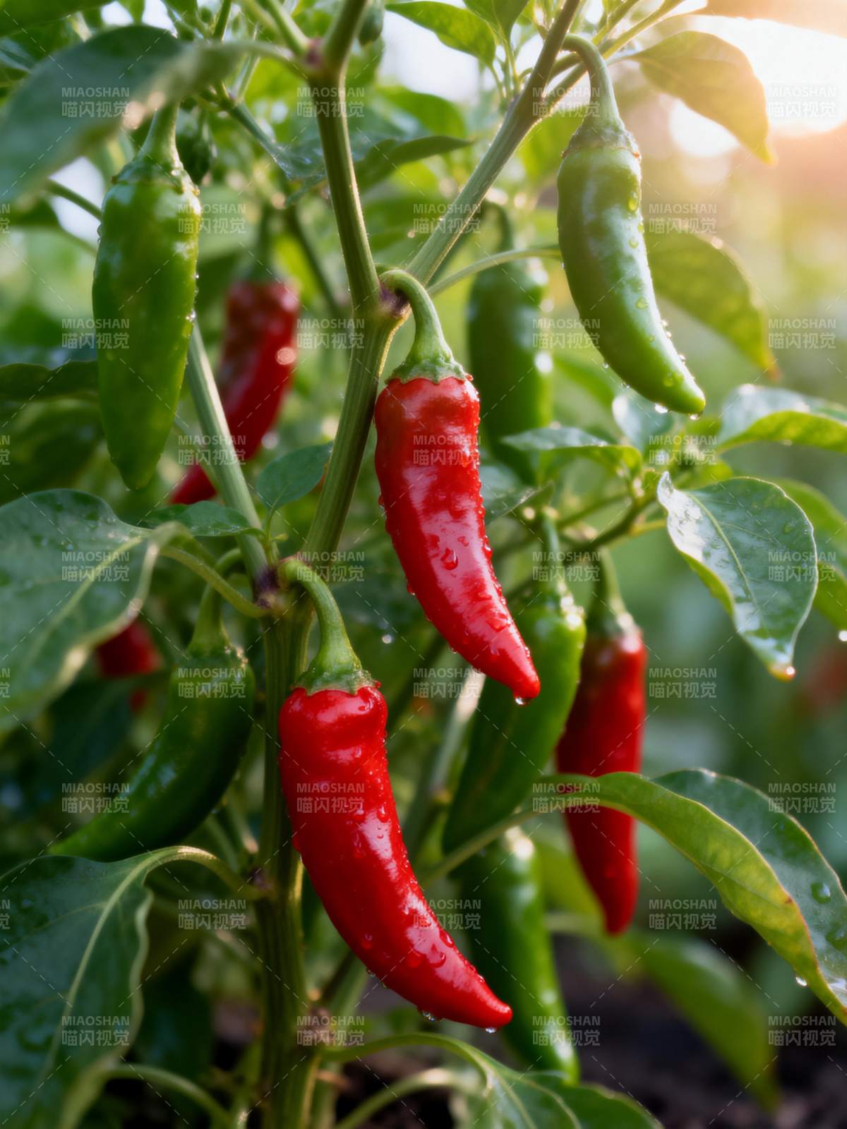 红绿辣椒挂枝头图片