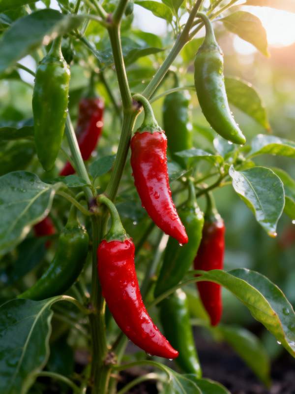 红绿辣椒挂枝头图片