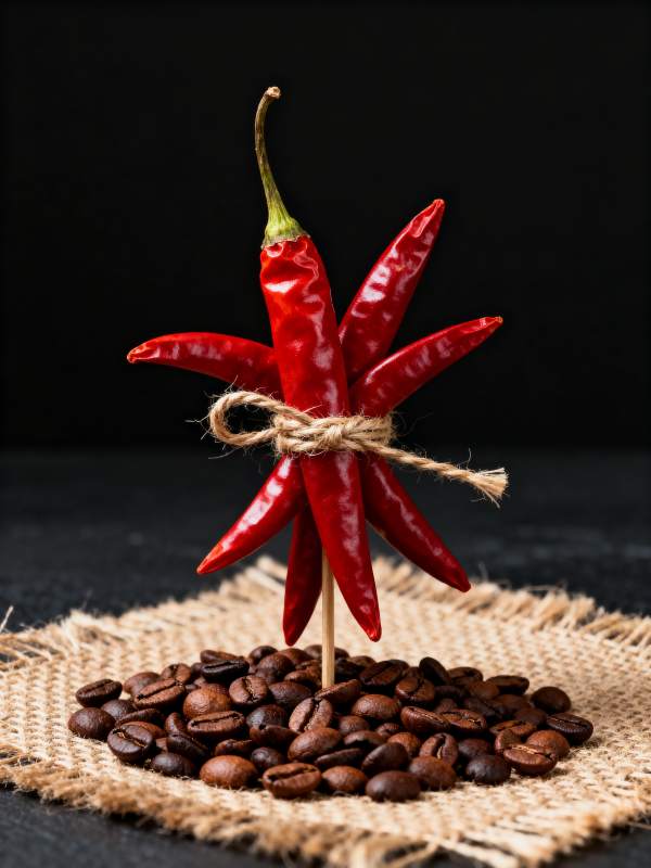 辣椒与咖啡豆艺术摆设图片