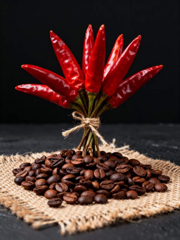 辣椒与咖啡豆图片