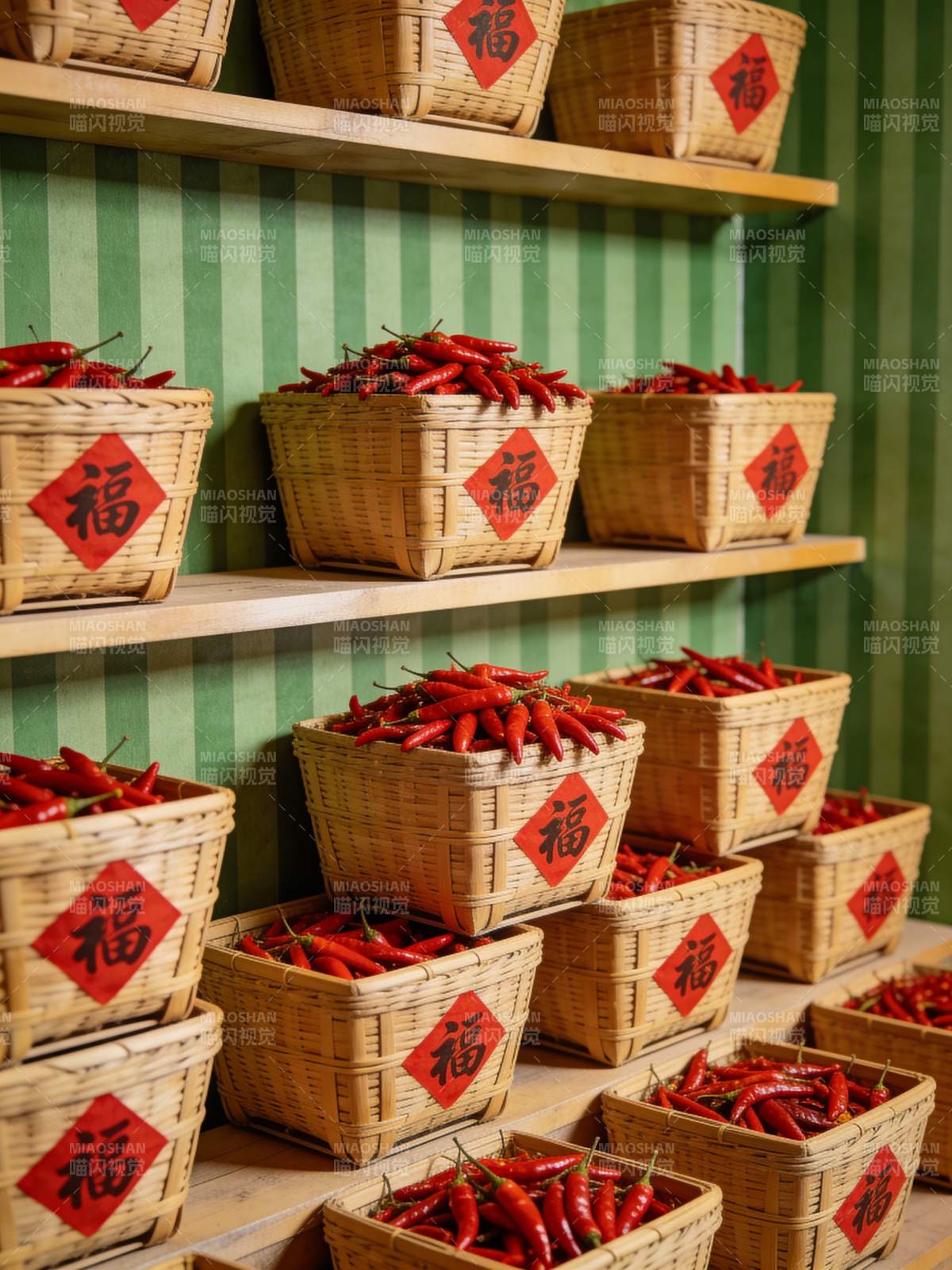 红椒满篮福字香图片