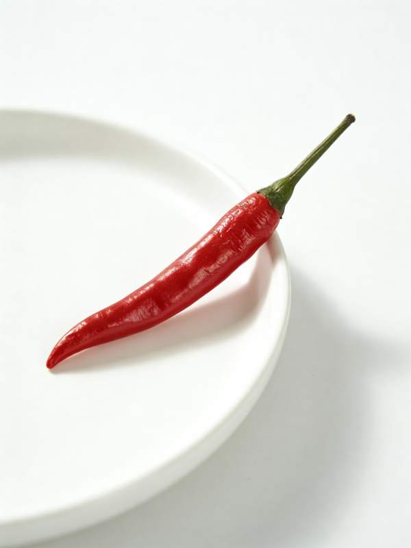 红辣椒静置于白盘图片