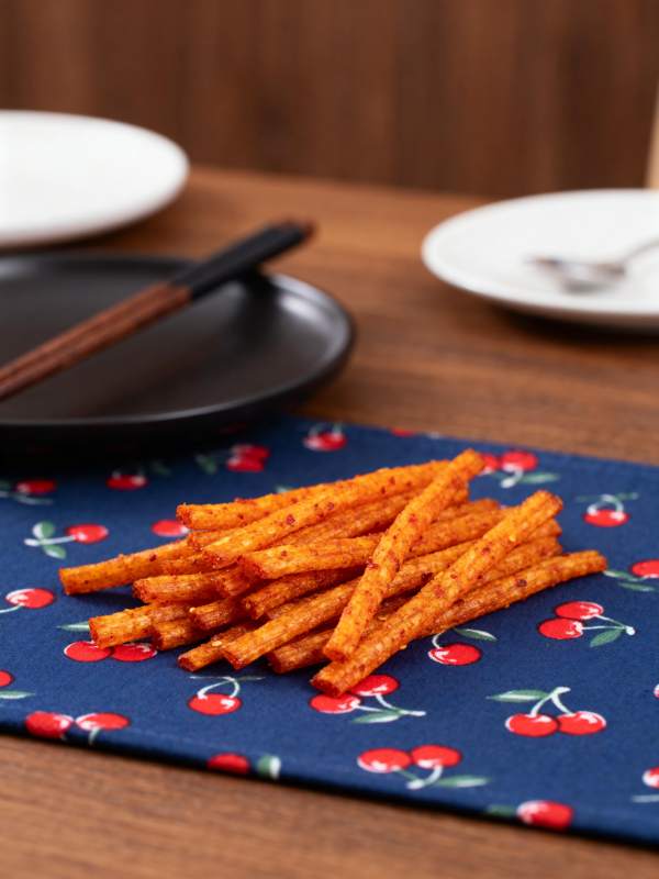 香辣薯条摆盘图片